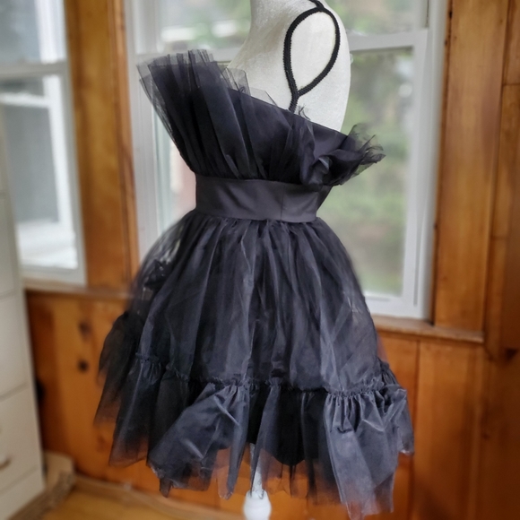Katie May Elle tulle mini dress black strapless layered poofy size small - Picture 3 of 10